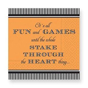 Design Design Halloween Black Orange Stake Beverage Napkins
